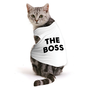 PawsIndia Sleeveless Printed Cat T-Shirt - The Boss